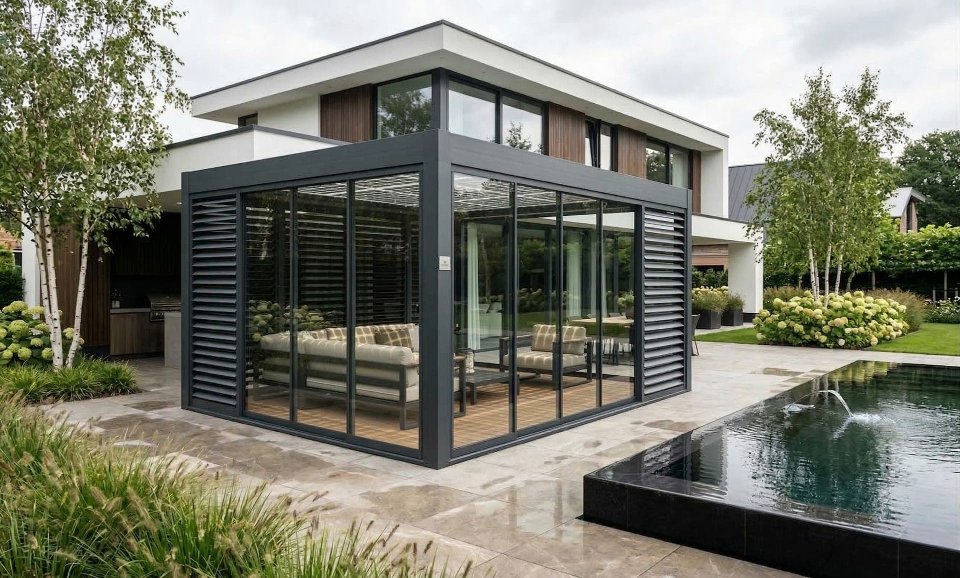 Architecturale buitenruimte in een woonomgeving